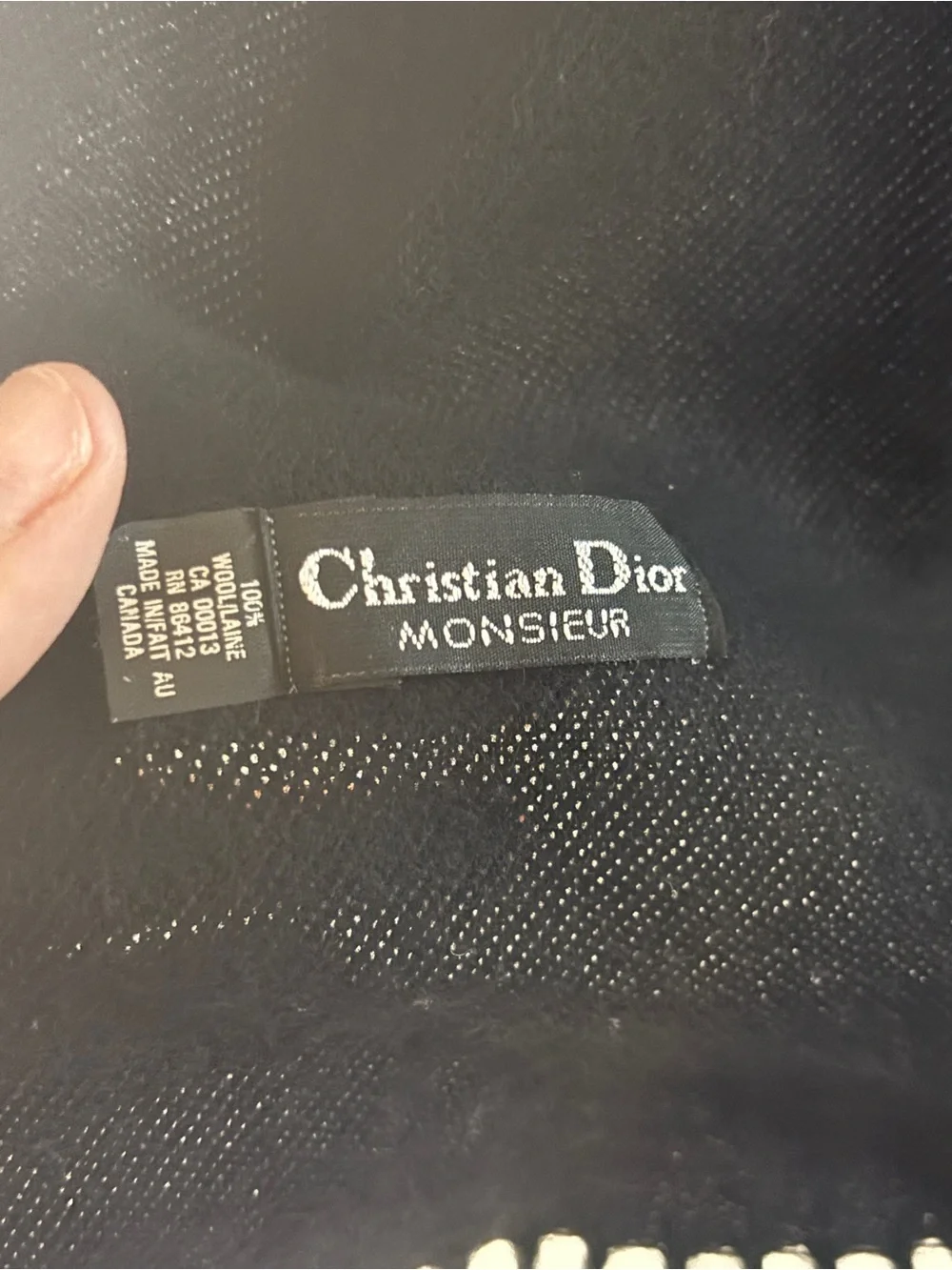 Dior  Black Fringe Wool Scarf with Christian Dior Tag - Picture 8 of 17